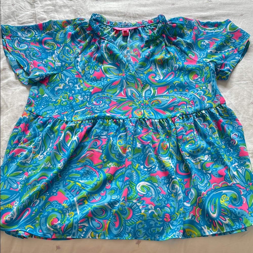 Lily Pulitzer Vibrant Blue and Pink  Top